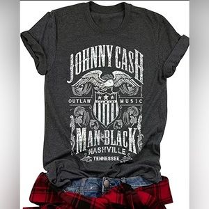 johnny cash man in black t-shirt